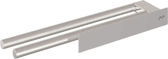 vidaXL Стелаж Баня Единична Подов със закопчалка за обръч и примка ​40x9см Inox Сребрист