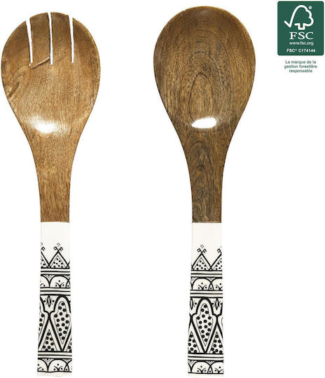 The Home Deco Factory Σετ Ξύλινων Εργαλείων Σερβιρίσματος Καφέ