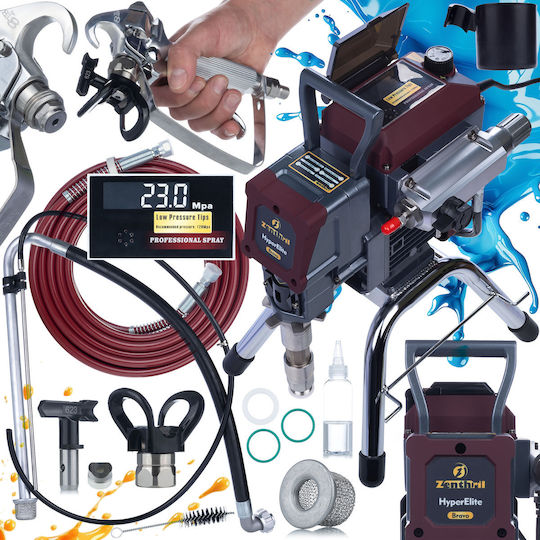 Zenthril Bravo Paint Sprayer 2200w 25mpa 0.031" – High Efficiency Lcd Display 3l/min Hyperelite Series Voice Assist