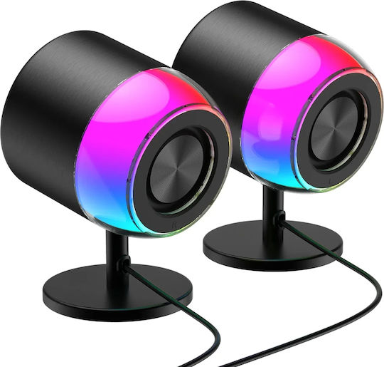 Redragon 28.09.0018 Ηχεία Υπολογιστή 2.0 με RGB Φωτισμό και Ισχύ 6W σε Μαύρο Χρώμα