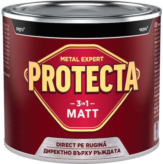 Protecta Χρώμα Αντιδιαβρωτικό 3in1 Matt 0.5lt Μαύρο Ματ