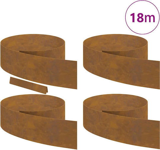 vidaXL Bordură de Grădină din Metal în Culoarea Maro 20cm x 4.5m