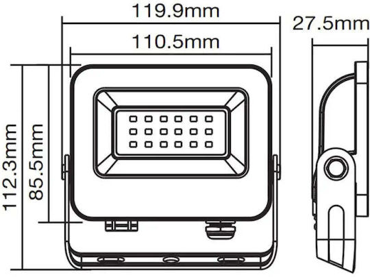 Vito Waterproof LED Flood Light 20W Cold White 6000K IP65