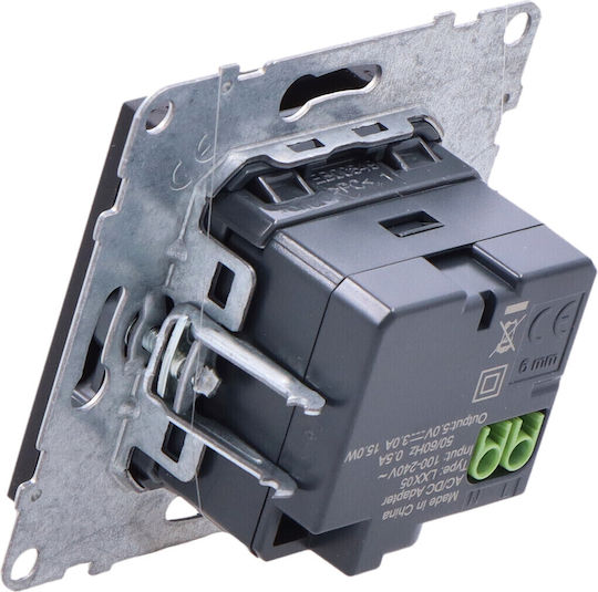 Legrand Suno Walled Power Socket with 2 USB Ports Black