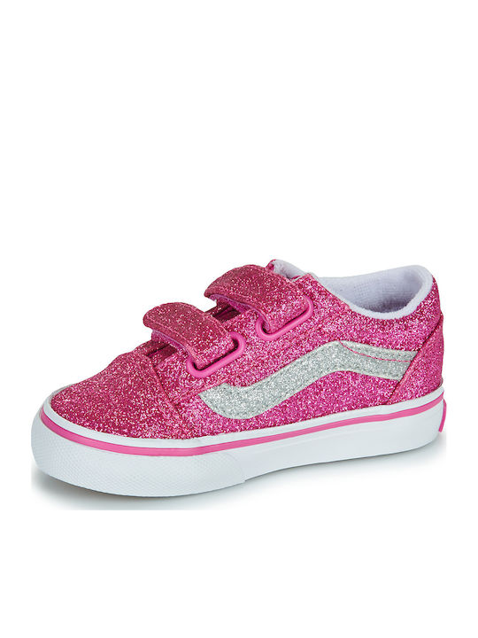 Old Skool V Kids Sneakers with Hook & Loop Closure Pink