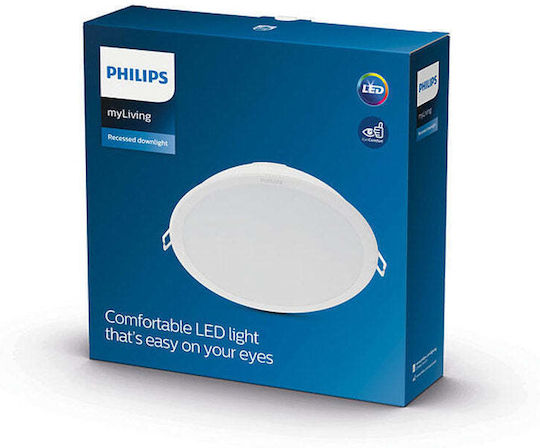 Philips Meson Στρογγυλό Χωνευτό LED Panel 20W με Ψυχρό Λευκό Φως 6500K