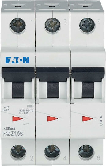 Eaton Automatic Circuit Breaker 3p 1.6a 10ka Ac Faz Z1.6/3 278920