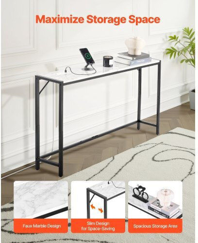 Конзолна маса Метална с Мраморно Покритие Marble Д110xШ23.9xВ74.2cm