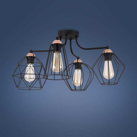 TK Lighting Galaxy Plafonieră de Tavan 60buc Neagră cu Soclu E27