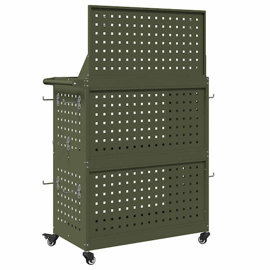 vidaXL Metallic Tool Carrier W65xD35xH111cm