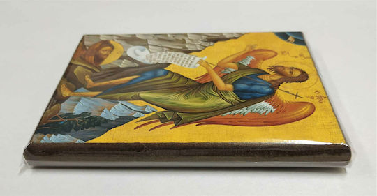 Saint John the Baptist of the Desert Bird Icon with Paper Frame Category Paper Krn No 0 Dimensions 10.0cm x 14.0cm Wooden MDF S&K Byzantine Icons