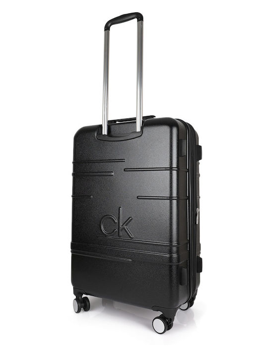 Calvin Klein New Light Μεσαία Βαλίτσα Ταξιδίου Σκληρή Μαυρο με 4 Ρόδες
