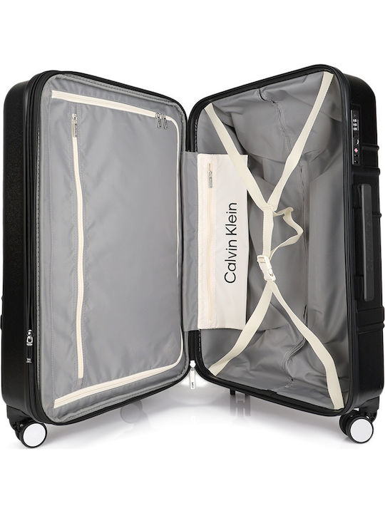 Calvin Klein New Light Μεσαία Βαλίτσα Ταξιδίου Σκληρή Μαυρο με 4 Ρόδες