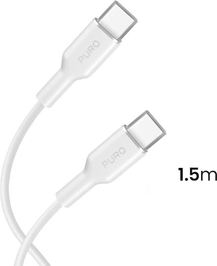 Puro Icon Soft USB 2.0 Cable USB-C male - USB-C 60W Λευκό 1.5m