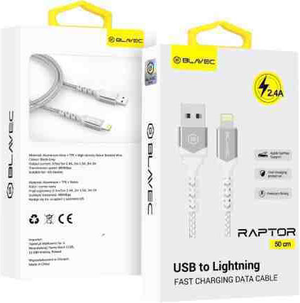 Blavec Braided USB-A to Lightning Cable White 0.5m