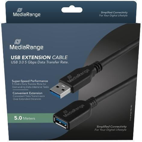 MediaRange USB 3.0 Cable USB-A male - Μαύρο 5m MRCS241