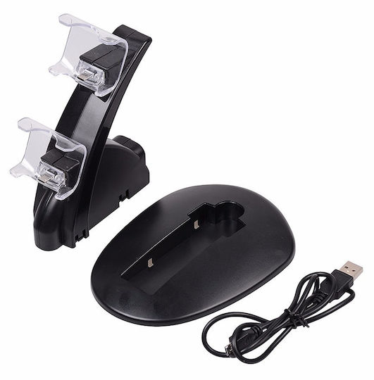 Stație de încărcare pentru 2 controllere PS4 cu iluminare LED Negru