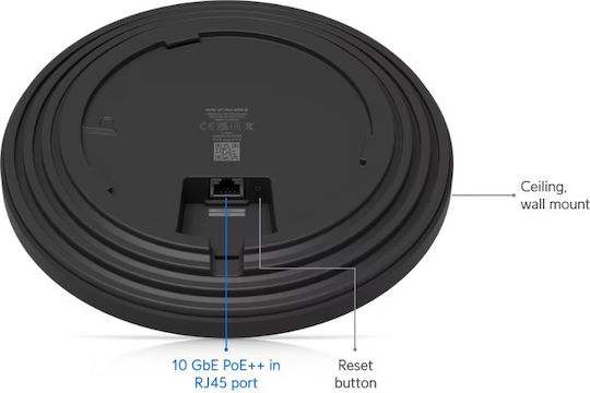 Ubiquiti U7-Pro-XGS Access Point Wi‑Fi 7 Tri Band (2.4 & 5 & 6GHz) Single Kit Black