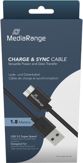 MediaRange Regulär USB 3.0 auf Micro-USB-Kabel Schwarz 1.8m (MRCS240) 1Stück