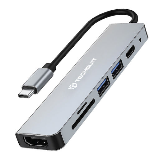 Techsuit H5 USB-C Docking Station mit HDMI 4K PD Gray