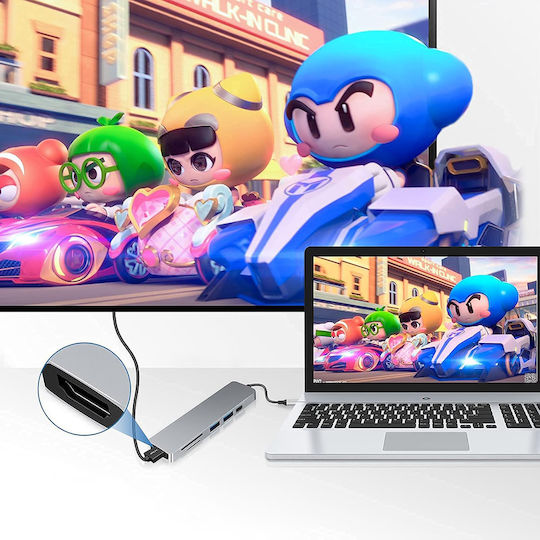 Techsuit H5 USB-C Docking Station mit HDMI 4K PD Gray