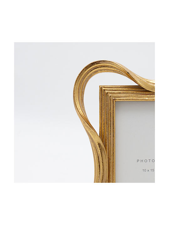 Asymmetrischer Fotorahmen aus Polyresin mit Goldenem Rahmen