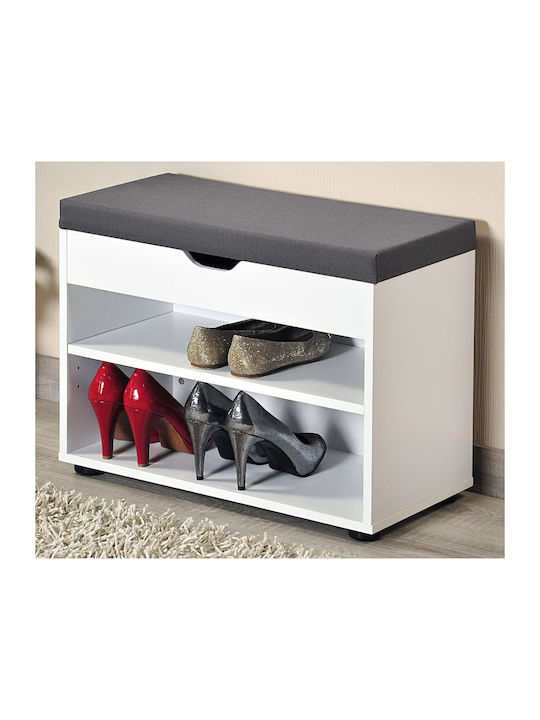 Wooden Shoe Organizer with 6 Shelves White / Grey 60x30x47cm