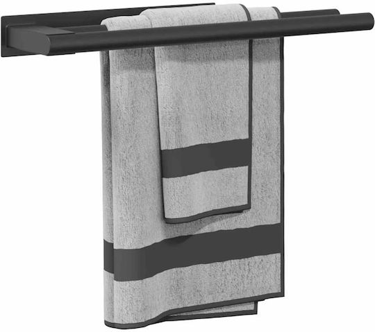 vidaXL Стелаж Баня Единична Подов със закопчалка за обръч и примка ​40x9см Inox Черен