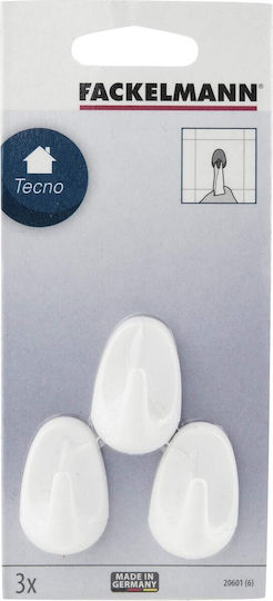 Fackelmann Haken Kunststoff mit Aufkleber 4cm Set 3 Stück Weiß