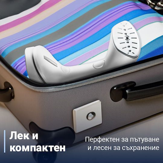 Rosberg Гладач за дрехи Чанта за ръка 1000W с резервоар 200мл Бял