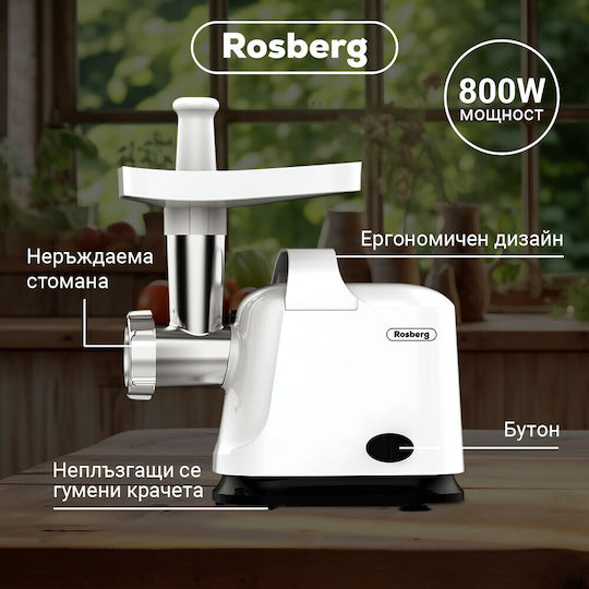 Rosberg Mașină de măcinat carne 800W Albă