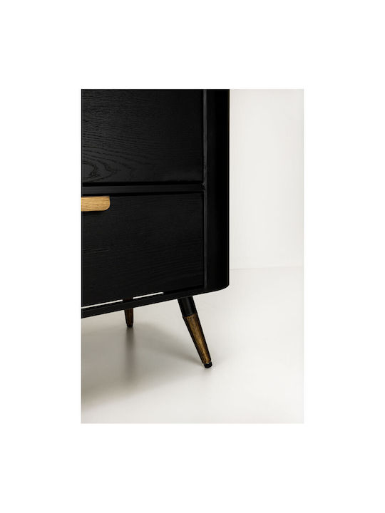 Συρταριέρα Κρεβατοκάμαρας Holz Colombo Black Velvet-Black Metal 118x39x77cm