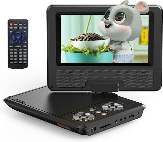 Player DVD Portabil Telecomandă Ecran HD 7,5 Inch 800x488 Rotativ 270° Memorie CD USB Card SD AV Jack 3,5mm Încărcător Auto Negru