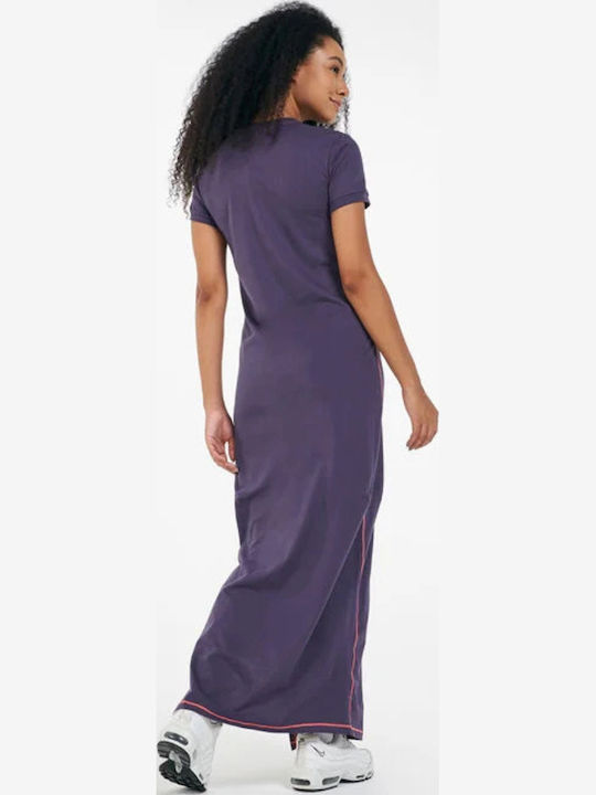 Sportswear Icon Clash Rochie Maxi Sport De Vară Pentru Femei Mâneca Scurtă Dark Raisin