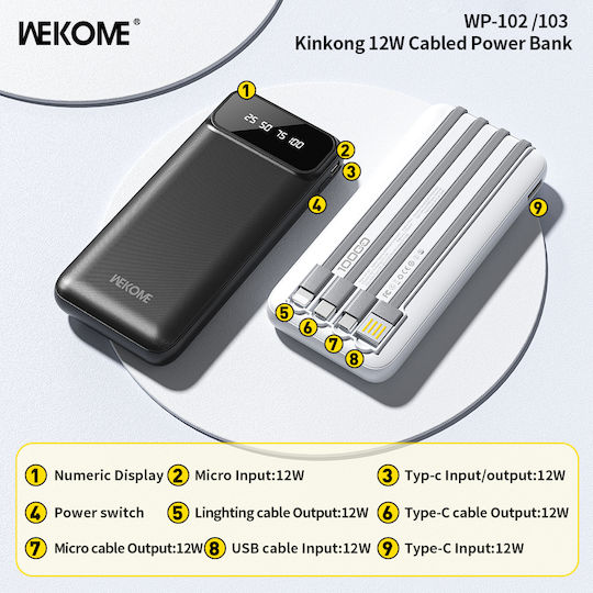 WK WP-102 Power Bank 10000mAh 12W White