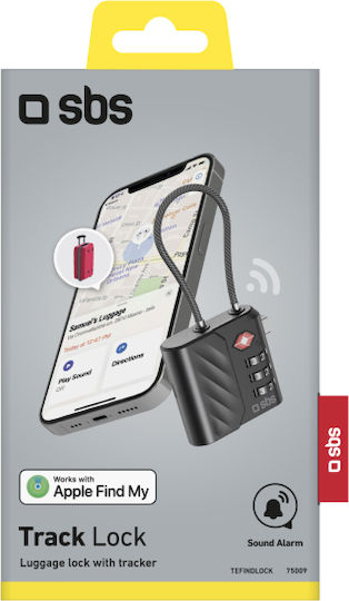 SBS Track My Lock Съвместим с Apple Find My Черен