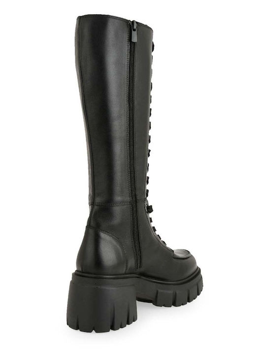 Leather High Heel Women's Boots Black