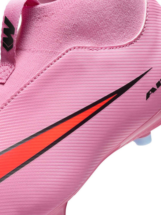 Mercurial Superfly 10 Academy Kids Molded Soccer Shoes with Sock without Laces Magic Flamingo / Total Crimson / Black