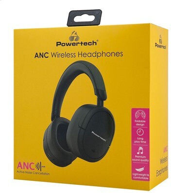 Powertech Wireless / Wired Over Ear Headphones with 36 hours of Operation Black