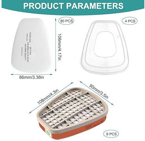 Set Filtre Pentru Mască 3M 4 Filtre A1 6001 80 Filtre P1 5n11cn Din Bumbac 4 Capace Din Plastic Rezistență La Gaze Fum Vopsea Vapori Poluanți Particule Grad De Filtrare Kn95 Filtre 3M Pentru Măști 6000 7501 Ff402 6200 7502 6800