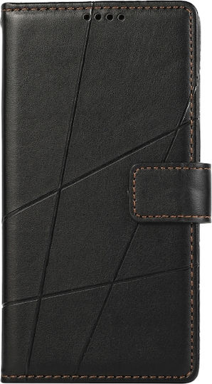 Embossed Line Wallet Leather / Silicone Black (Xiaomi 13 Ultra)