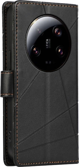 Embossed Line Wallet Leather / Silicone Black (Xiaomi 13 Ultra)
