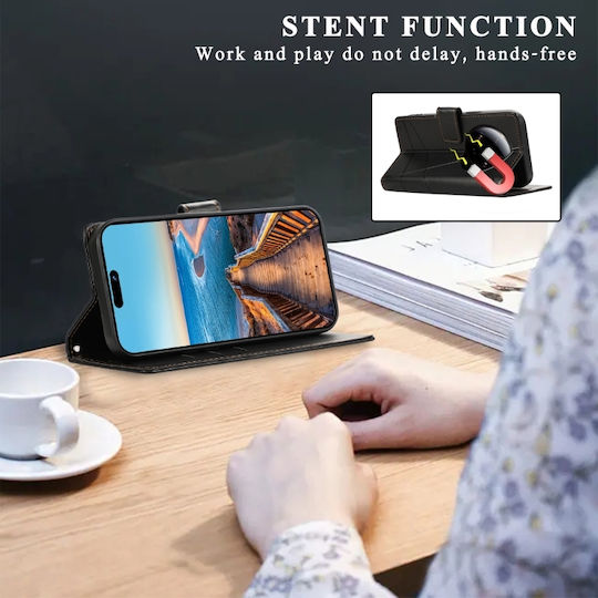Embossed Line Wallet Leather / Silicone Black (Xiaomi 13 Ultra)