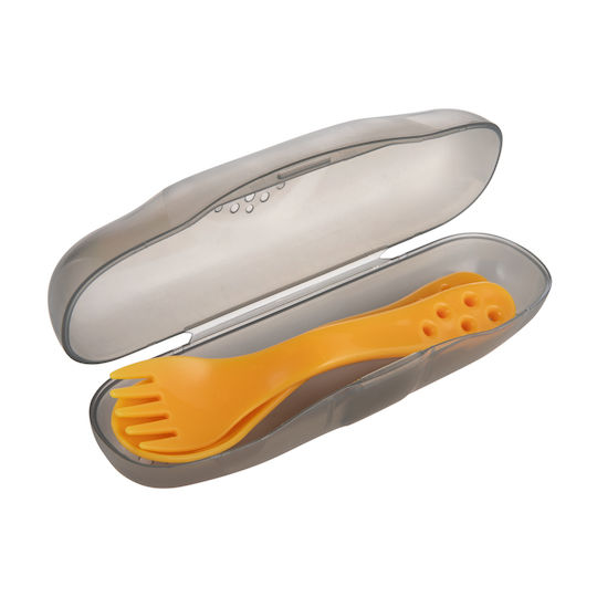 Canpol Babies Baby Set with Fork for 12+ months Yellow 2pcs