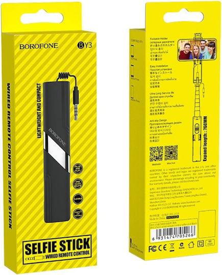 Selfie Stick 3.5mm Cable – Wired Control Photos & Selfies – Black Borofone By3