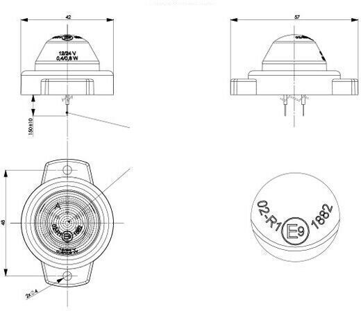 Lumină De Semnalizare Laterală Sferică 1 Led Smd 12v & 24v