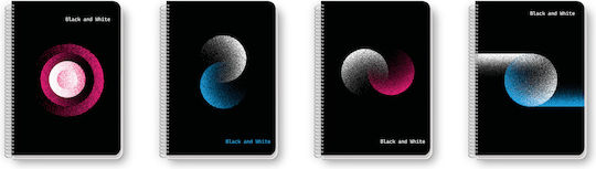 Black & White Spirale Schulheft Geregelt A4 105 Papiereinlagen 3 Schulfachhefte Schwarz