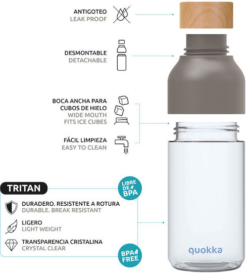 Quokka Ice Plastic Kids Water Bottle Thermos with Screw-on Cap Non Spill Green 570ml
