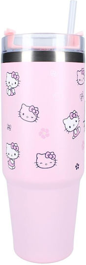 Vadobag Παιδικό Παγούρι Hello Kitty Ανοξείδωτο με Καλαμάκι 900ml