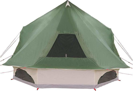 vidaXL Summer Camping Tent Teepee Green for 10 People 680x430x270cm